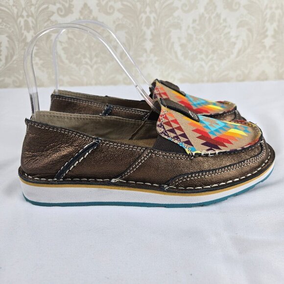 ARIAT Size 6B Copper Metallic/Rainbow Blanket Cruiser Leather Slip On Shoes - Picture 5 of 16